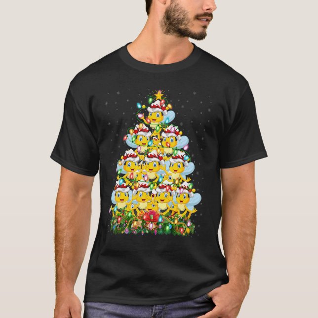 Camiseta Honeybee Xmas alumbró a los Navidades de Santa Hon (Anverso)