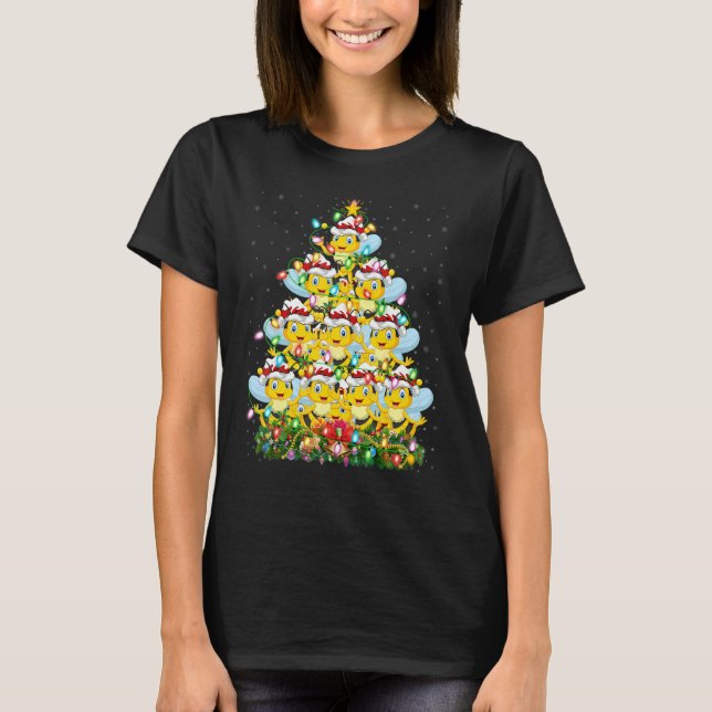 Camiseta Honeybee   Xmas Lights Santa Honeybee Christmas Tr (Anverso)