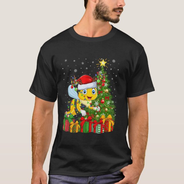 Camiseta Honeybee Xmas Tree Lighting Santa Hat Honeybee Chr (Anverso)