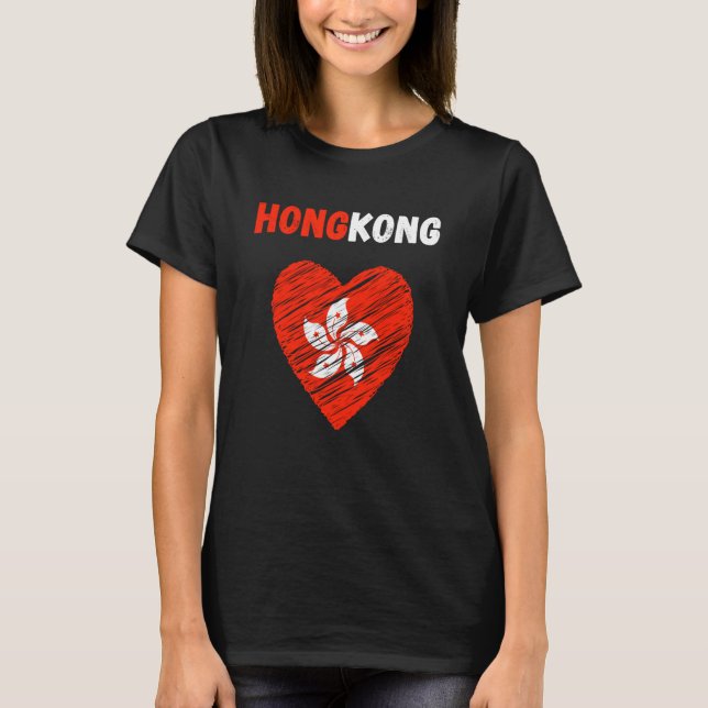 Camiseta Hong Kong Flag Holiday Hong Kong Heart Hongkonger  (Anverso)