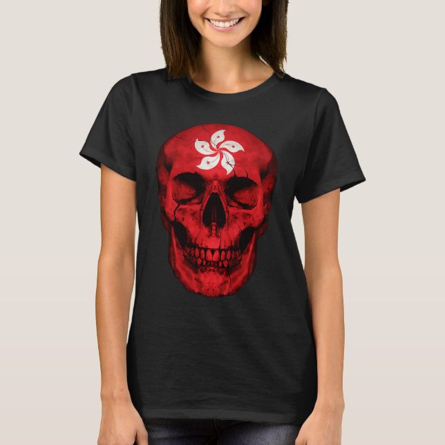 Camiseta Hong Kong Flag Skull Hongkonger Roots Proud Patrio (Anverso)