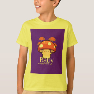 Camiseta Hongo de dibujos animados lindo con fondo púrpura