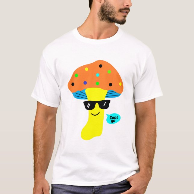 Camiseta hongo lindo más fresco con gafas (Anverso)
