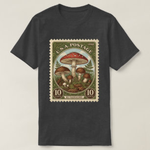 Camiseta Hongos de Sello de Correo Antiguo