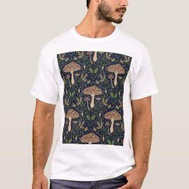 Camiseta Hongos del bosque caprichoso Patrón botánico sin f
