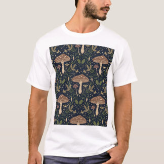 Camiseta Hongos del bosque caprichoso Patrón botánico sin f