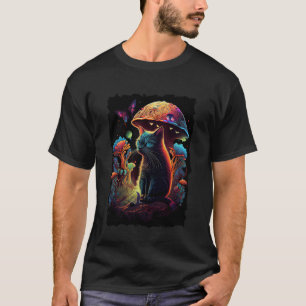 Camiseta Hongos Gato Retro Vintage Psicodélico Años 70 1