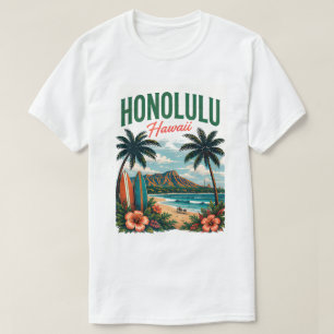 Camiseta Honolulu Hawái Destino de Viaje Paradisíaco Tropic