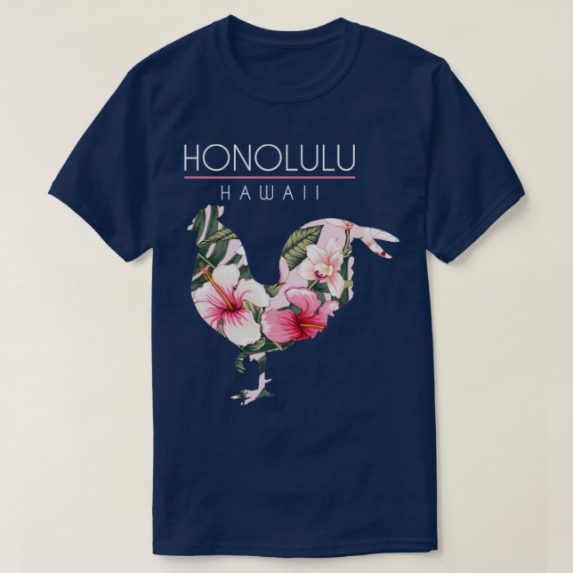 Camiseta Honolulu Hawaii Flor Hibiscus Chicken Lover Souv (Diseño del anverso)