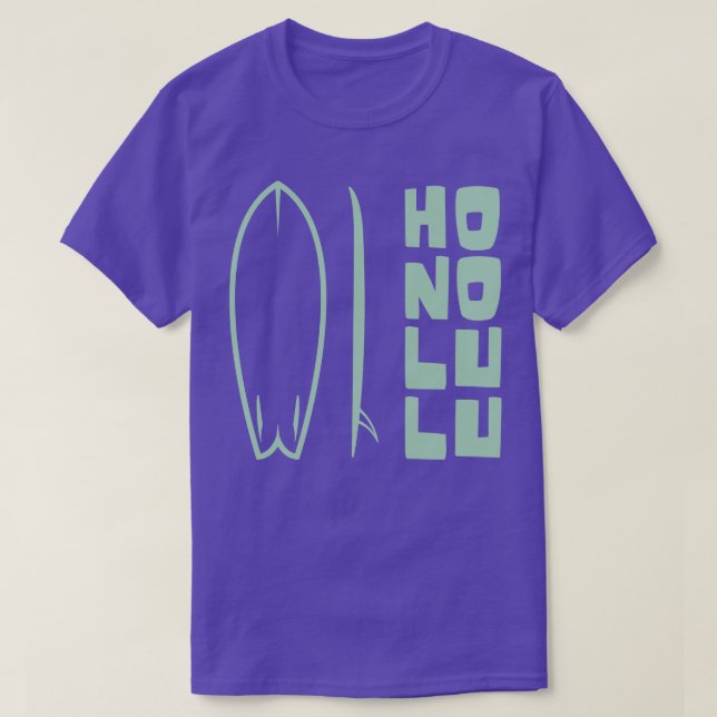 Camiseta Honolulu Hawaii Standing Surfboard TShirt (Diseño del anverso)