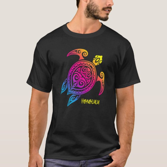 Camiseta Honolulu Hawaii Sunset Sea Turtle Beach Vacaciones (Anverso)