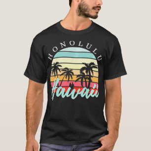 Camiseta Honolulu Hawaii Sunset Surfing Retro Vintage 