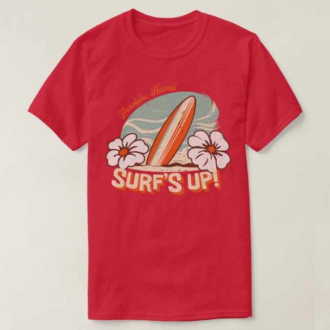 Camiseta Honolulu Hawaii Surfing Surfboard Tropical (Diseño del anverso)