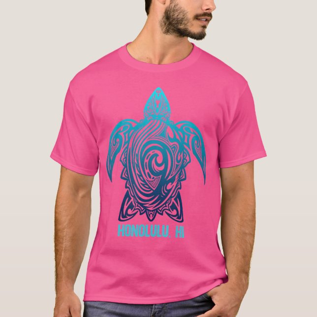 Camiseta Honolulu Hawaii Tribal Turtle Hawaii Surfer Divi (Anverso)