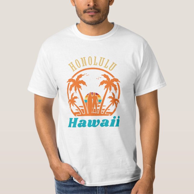 Camiseta Honolulu Hawaiian Vacation Surf Gift (Anverso)