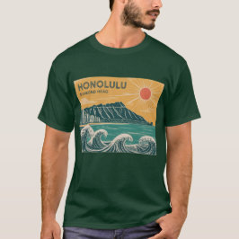 Camiseta Honolulu Oahu Diamond Head Retro Estilo MidCentury
