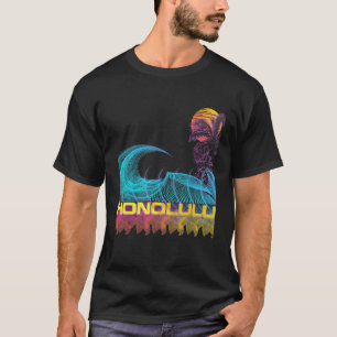 Camiseta Honolulu Retro 80 Estilo Vaporwave Surf