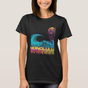 Camiseta Honolulu Retro 80 Estilo Vaporwave Surf