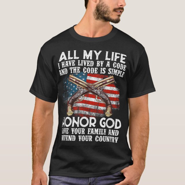 Camiseta Honor Dios Amor Familia Defender País Ejército Pol (Anverso)