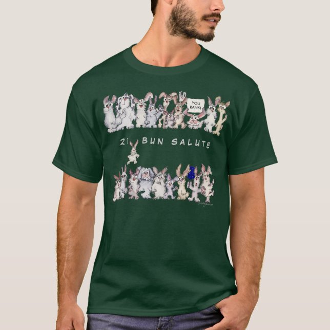 Camiseta Honor divertido de 21 del bollo del saludo conejos (Anverso)