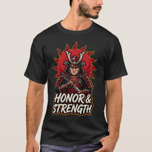 Camiseta Honor Fuerza Samurái Vintage Guerrero