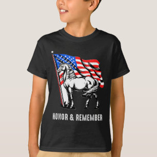 Camiseta Honor Recordar Patriótico Caballo Bandera de Estad