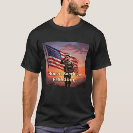 Camiseta "Honor. Sacrificar. Libertad". Bandera de soldados