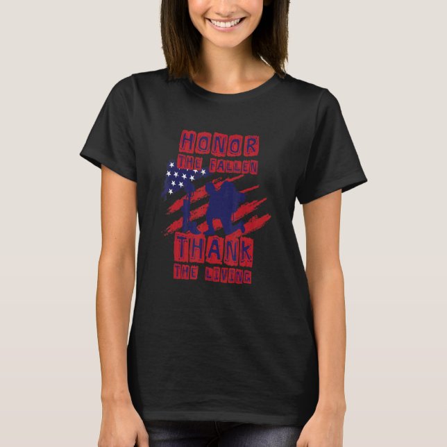 Camiseta Honor The Fallen Gracias A La Vida Patriótica Memo (Anverso)