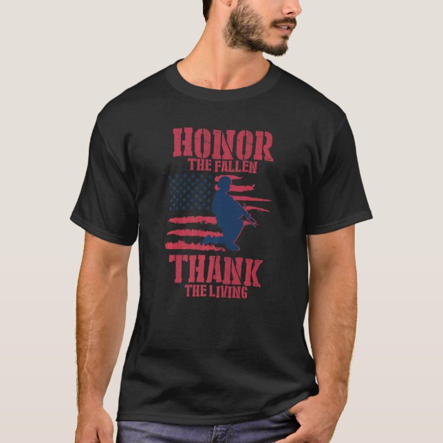 Camiseta Honor The Fallen Gracias A La Vida Patriótica Memo (Anverso)