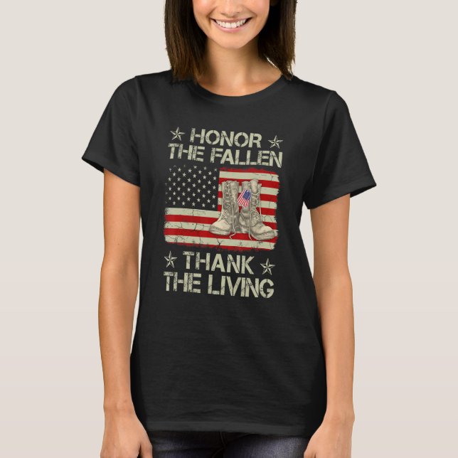 Camiseta Honor The Fallen Gracias A Living Veterans Day Com (Anverso)