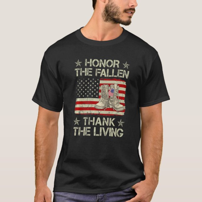 Camiseta Honor The Fallen Gracias A Living Veterans Day Com (Anverso)