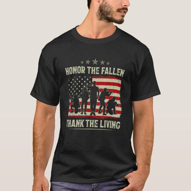 Camiseta Honor The Fallen Thank The Living Memorial Day Ame (Anverso)