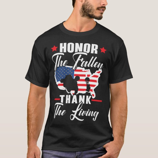 Camiseta Honor The Fallen Thank The Living USA American Mem (Anverso)