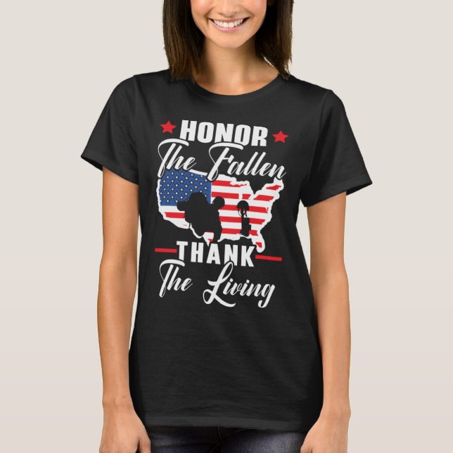 Camiseta Honor The Fallen Thank The Living USA American Mem (Anverso)