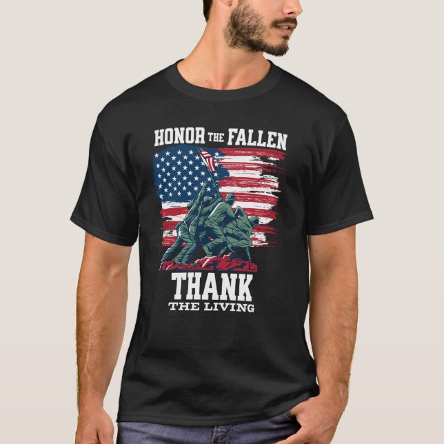 Camiseta Honor The Fallen Thank The Living Veteran Memorial (Anverso)