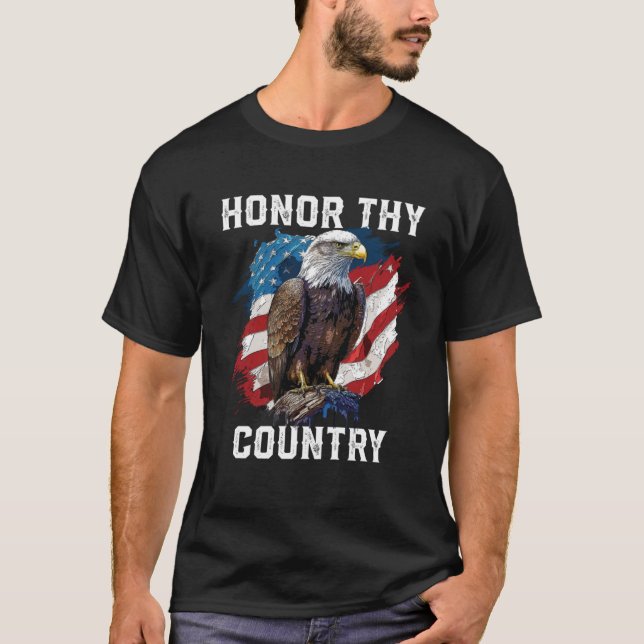 Camiseta Honor Thy Country American Bald Eagle America Esta (Anverso)