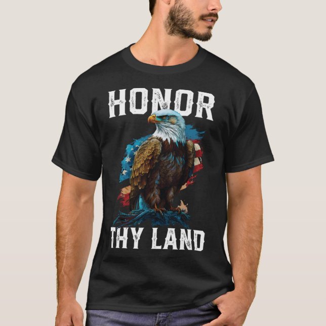 Camiseta Honor Thy Land American Bald Eagle America USA Fla (Anverso)