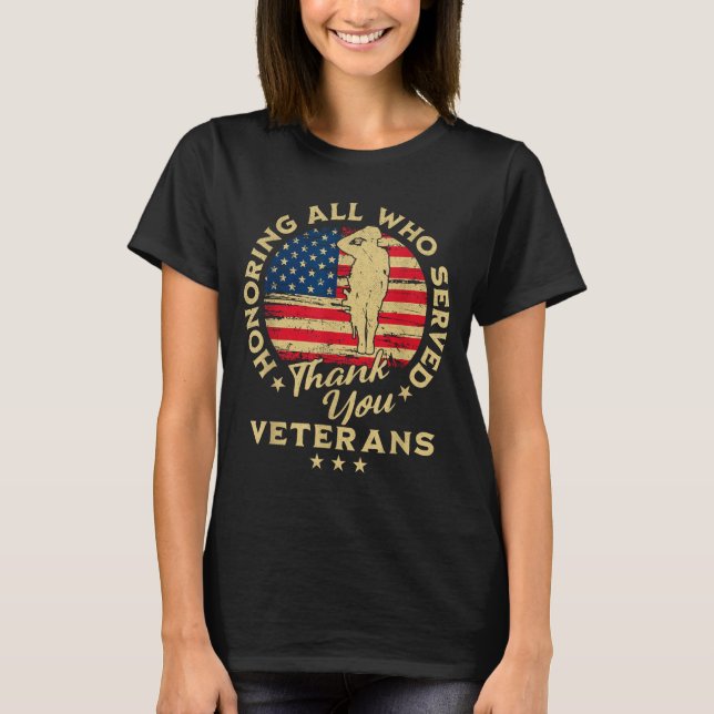 Camiseta Honoring All Who Served Thank You Veterans Day  (Anverso)