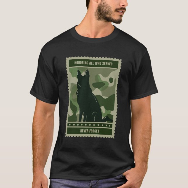 Camiseta Honrando a todos los que sirvieron - Perro militar (Anverso)