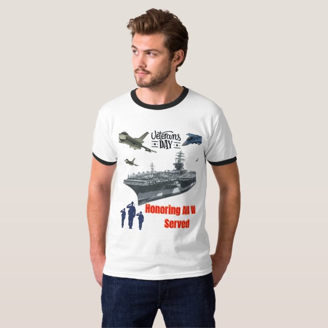 Camiseta Honrando al poderoso militar blanco (Anverso completo)