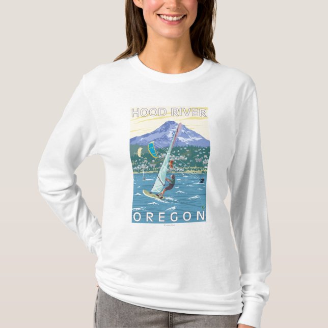 Camiseta Hood River, personas que practica surf de ORWind y (Anverso)