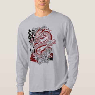 Camiseta "Hoodie blanca con diseño gráfico del Dragón rojo