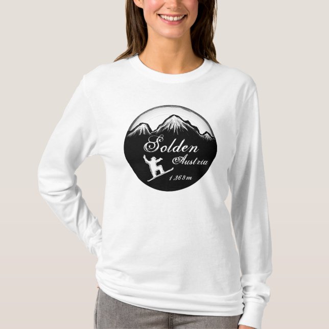 Camiseta Hoodie de arte de snowboard blanco en Solden Austr (Anverso)