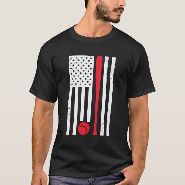 Camiseta Hoodie de Béisbol de Bandera Americana (Anverso)