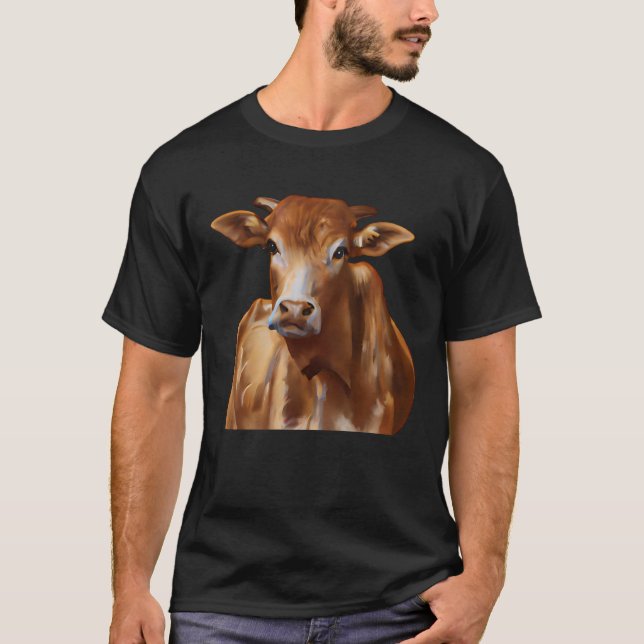 Camiseta Hoodie Pullover de vaca bovina marrón (Anverso)