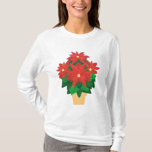 Camiseta Hoody de manga larga festiva, Poinsettias