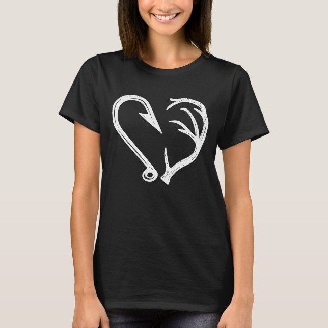 Camiseta Hook Antler Heart Love Fishing Fish Deer H (Anverso)