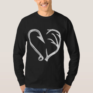 Camiseta Hook Antler Heart Love Fishing Fish Deer H