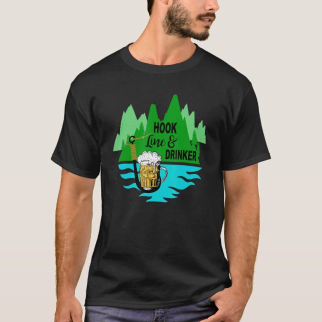 Camiseta Hook Line And Drinker Ama La Pesca (Anverso)