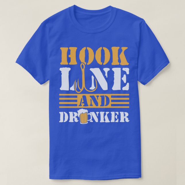 Camiseta Hook Line Y Bebe Pesca Graciosa Papá Pescador (Diseño del anverso)